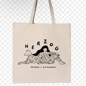Herzog and Em Randall Graphic Cream Canvas Tote Bag VGUC